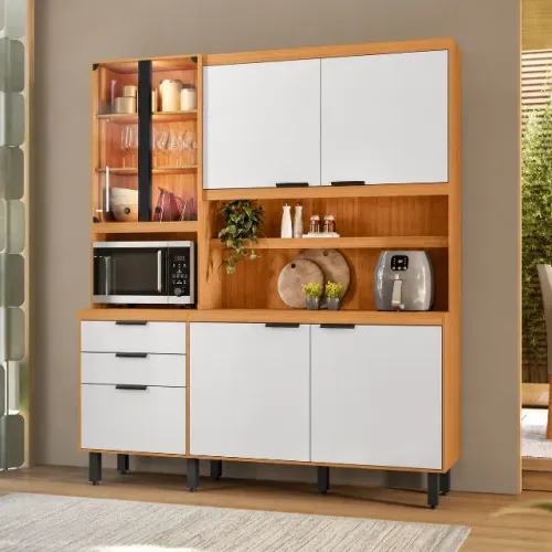 Cozinha Murano Completa Com Porta De Vidro E LED