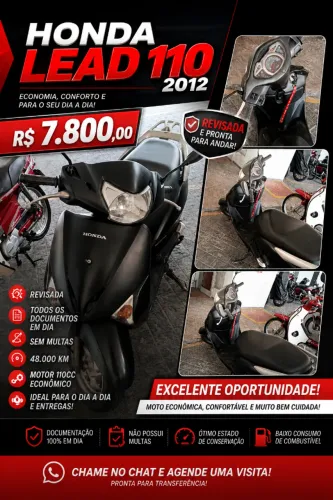 VENDA Honda Lead 110 - 2012 | Revisada | Documentos OK | R$ 7.800
