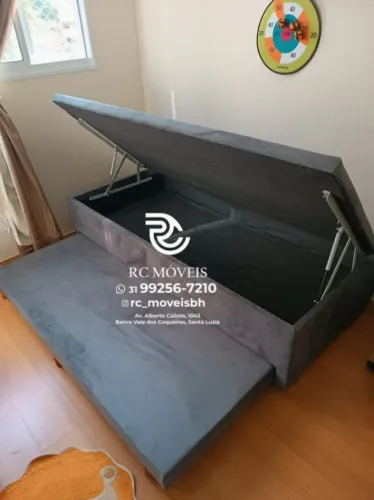 Cama box completa Baú Tamanho individual com Cama completa Auxiliar 88x1,88 D33  Baú Blind
