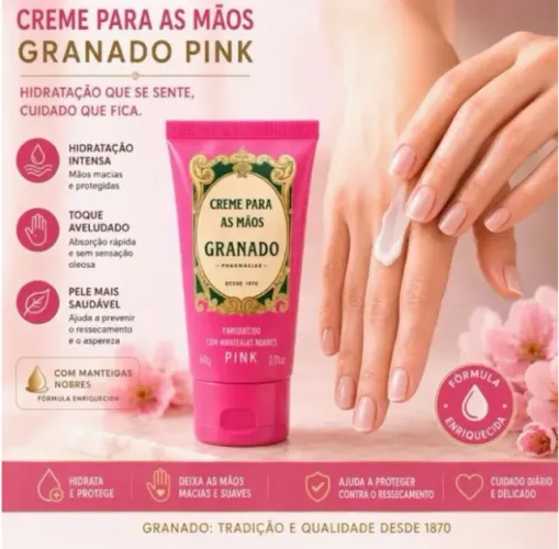 kit granado pink: óleo fortalecedor, creme para cutículas + cera nutritiva