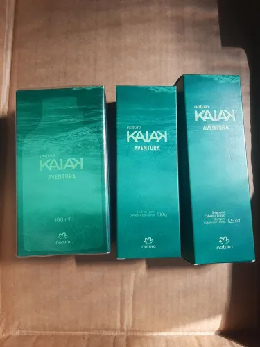 Kit Kaiak Aventura masculino. Colônia, creme de barbear e xampú