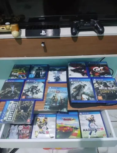 PS4 + 16 JOGOS + 2 CONTROLES ORIGINAIS + ESCRIVANINHA