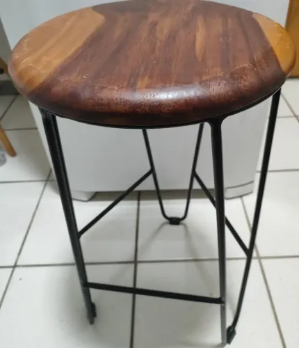 Banqueta industrial madeira e aço