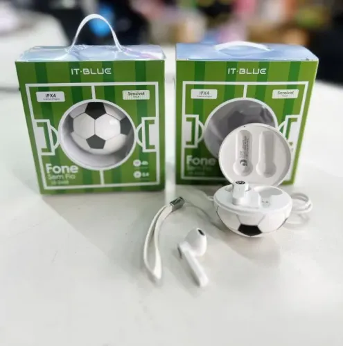 Fone Ouvido Bluetooth 5.4 Formato Bola Futebol - Entrega Grátis