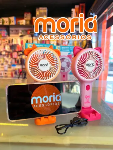 Mini Ventilador Portátil Gatinho Recarregável USB 1 Velocidade com Suporte