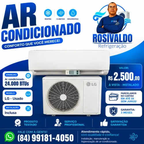 AR-CONDICIONADO LG 24.000 BTUs - USADO | INSTALADO | GARANTIA