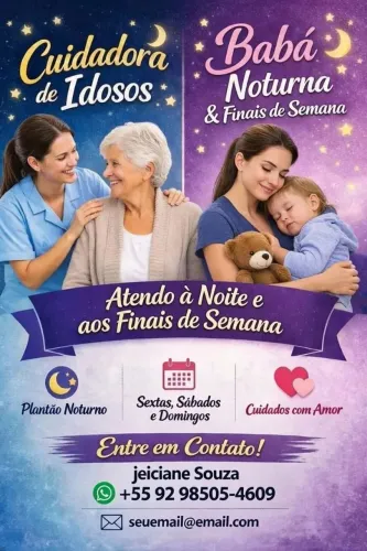 Disponível pra babá e cuidadora