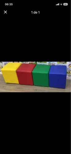 Kit 4 Puffs Cubo Infantil Coloridos (Courvin) - Área Kids