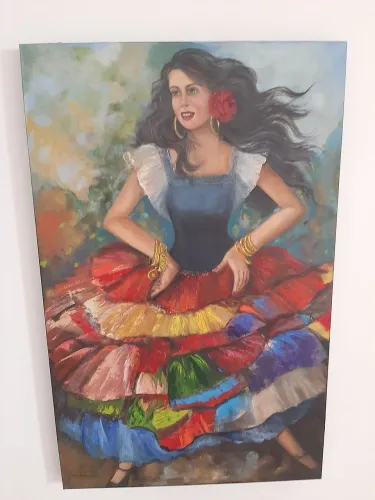Pintura a oleo sobre tela "Cigana estilizada" original da artista plastica.