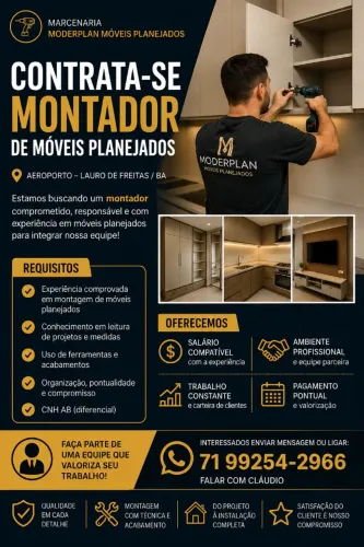 Vaga para montador de móveis planejados