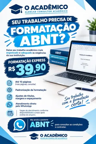 Formatação ABNT do seu trabalho de 10 páginas por apenas 39,90