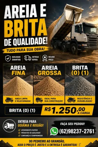 Areia e brita em promoção 