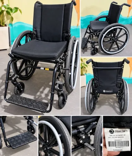 Cadeira de Rodas Manual Freedom Dobrável Usada em Bom Estado