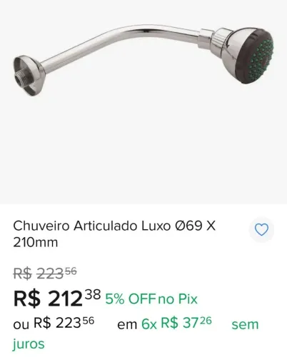 Chuveiro Articulado Luxo cromado