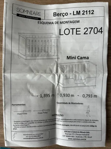 Berço 2 em 1 (Berço e Mini Cama) - Ref. Sominiare LM 2112