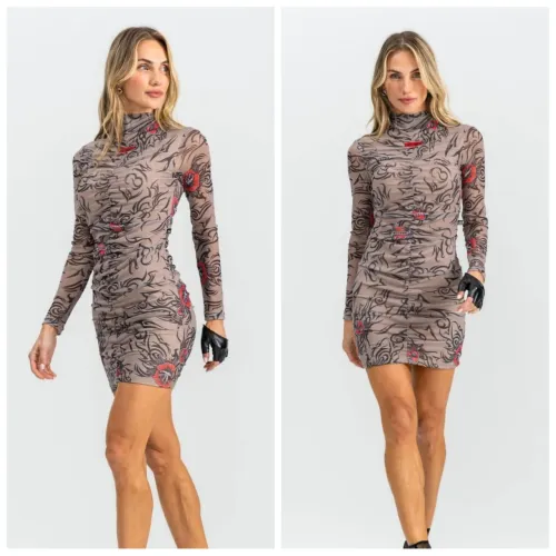 Vestido de tule estampado exotic tattoo - Labellamafia - Novo