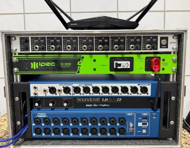 Rack de Som Completo - Mesa Soundcraft Ui24R + Powerplay Lexsen + Periféricos