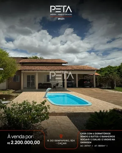 Casa com 4 quartos à Venda, Caçari - Boa Vista