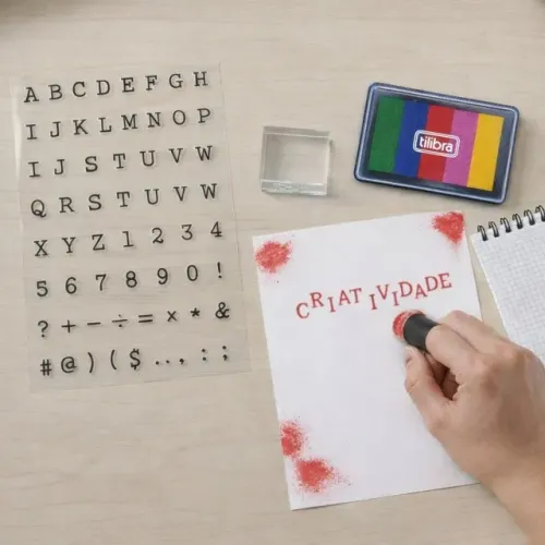 Carimbo Alfabeto Letras Maiúsculas Scrapbook Bullet Journal