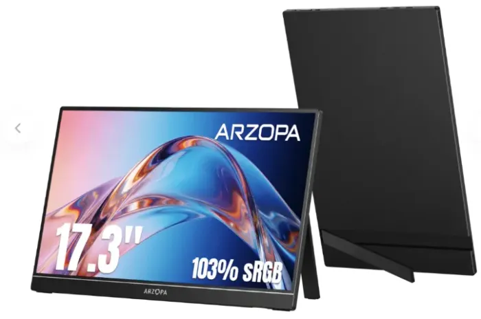 Monitor Arzopa A1M 17,3'' Ultrafino Monitor Portátil - 1080P FHD, IPS Tela Extendida