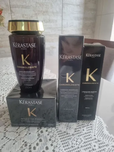 KIT KERASTASE CHRONOLOGISTE - SHAMPOO, MASCARA, PROTETOR THERMICO E REFIL ÓLEO 