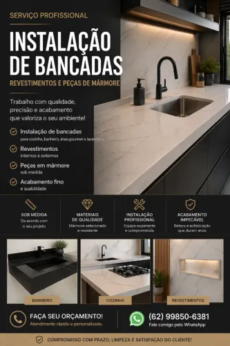 Instalação de Bancadas e Mármore com Acabamento Profissional