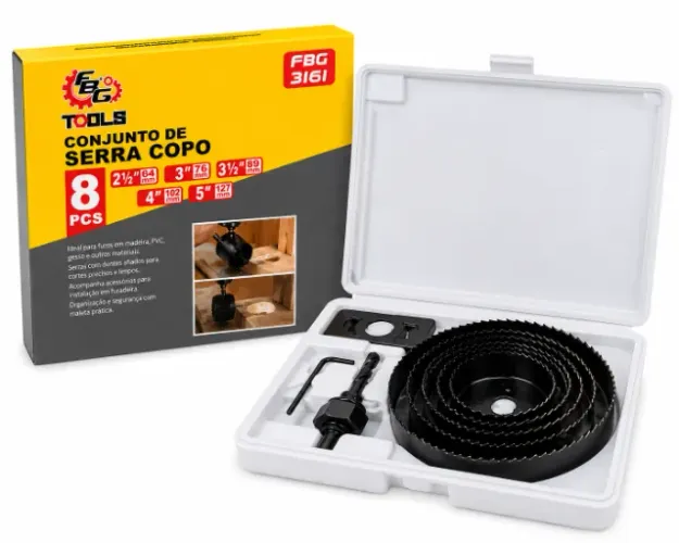 Kit Serra Copo 8 Peças para Madeira, PVC e Gesso - Novo - Ditudo Tech e Variedades