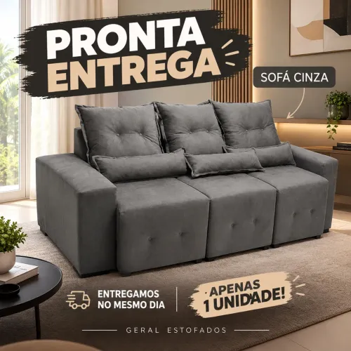 Sofá 3 lugares retrátil (2 metros por 90 de largura) a ponta entrega 