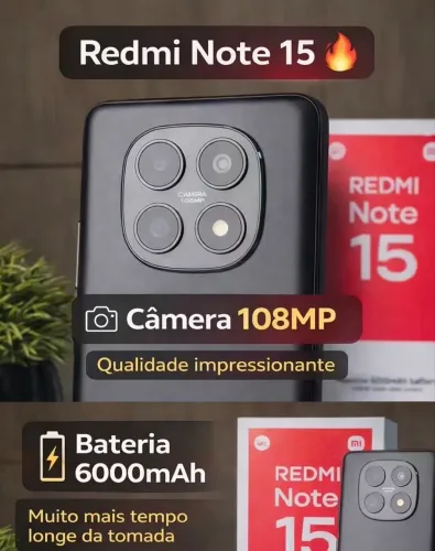 Redmi Note 15 4G 108MP Câmera 256Gb 08Gb RAM Novo Entregamos 