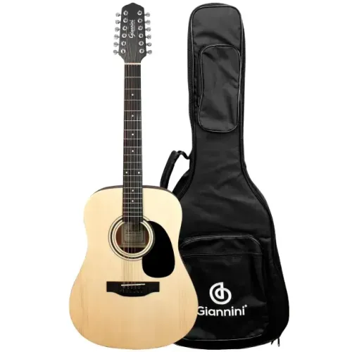 Violão Giannini Deluxe 12 Cordas D12 DLX EQ NS Tampo Maciço C/ Bag