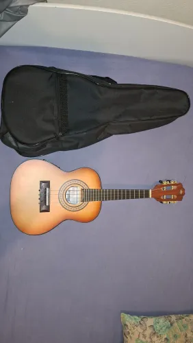 Cavaquinho elétrico com capa.