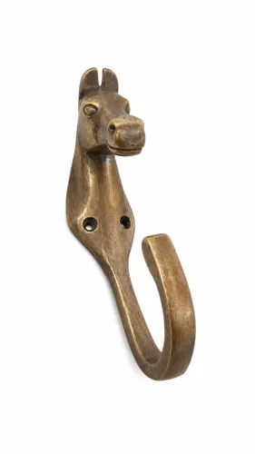 Cabideiro de Parede Antigo em Metal Dourado - Modelo Cavalo Vintage