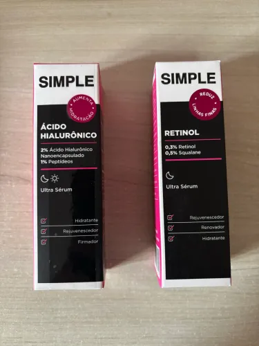 Kit skin care simple organic com serum retinol + serum ácido hialurônico novos e lacrados
