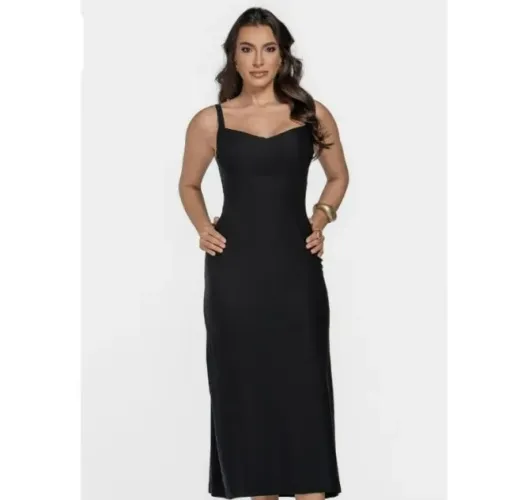 Vestido Midi Preto Elegante Tam M