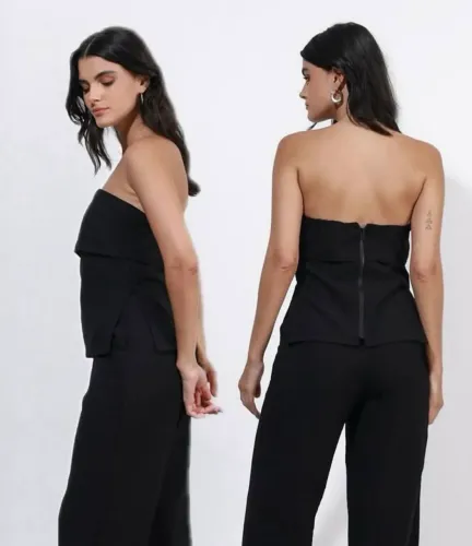 blusa tomara que caia preta