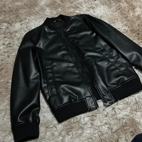jaqueta zara bomber de couro poliuretano