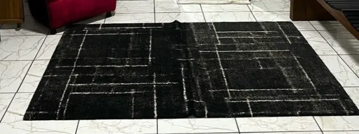 Tapete Preto Geométrico 2x1,5 metros