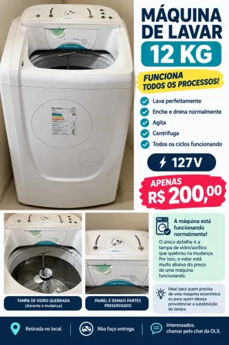 Máquina de lava 12kilos funcionando tudo