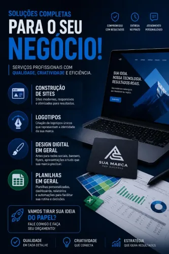 Construção de sites, Planilhas de orçamentos, logotipos...