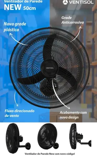 VENTILADOR DE PAREDE VENTISOL 50CM LACRADO NA CAIXA