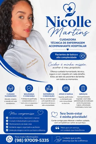 Acompanhante Hospitalar, Cuidadora, Técnica de Enfermagem