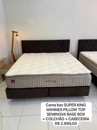 Colchão KING PILLOW TOP + BASE + CABECEIRA - Entrego!