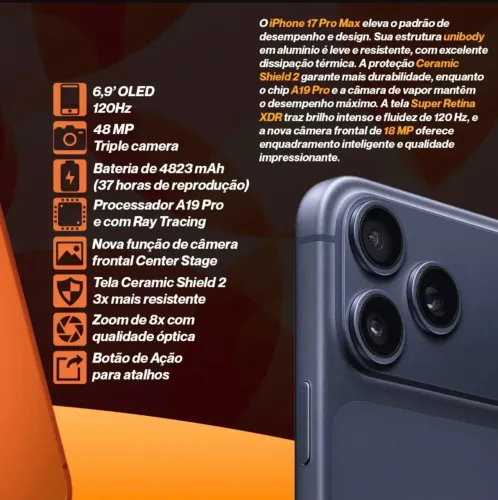 Iphone 17 Pro Max 256gb direto do USA R$7.999,90