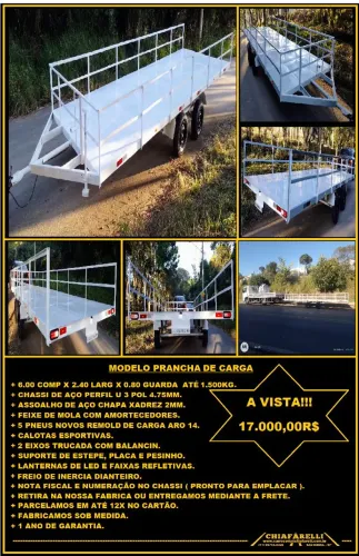 CARRETINHA PRANCHA 2 EIXOS ATÉ 1.500KG.