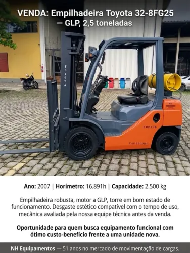 Empilhadeira Toyota 32-8FG25 - GLP 2,5T - Pronta para Trabalhar!