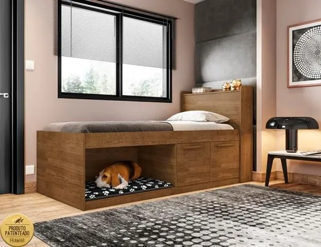 Quarto cama com nicho pet solteiro
