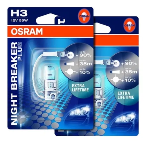 Lâmpada H3 Osram Night Breaker Plus Até +90% 12v 55w