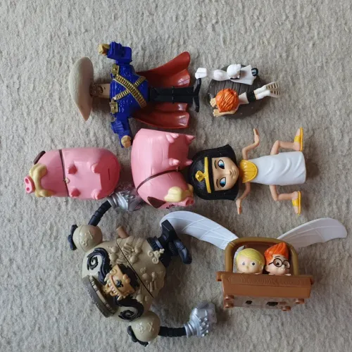 lote 7 bonecos filmes infantis festa no céu + as aventuras de peabody e sherman mcdonald's