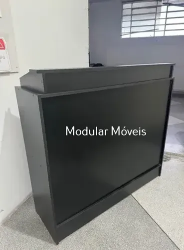 Balcão Caixa Preto 120cm - MDF