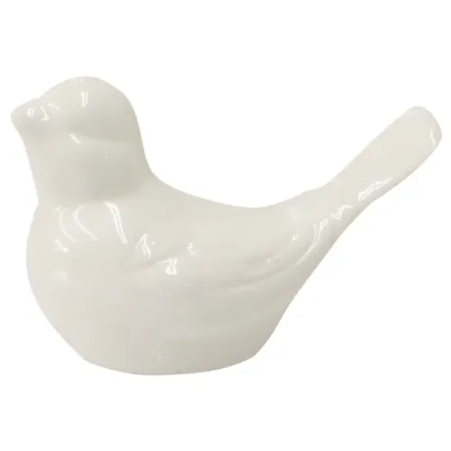 Passarinho De Porcelana Enfeite Branco - Medio
